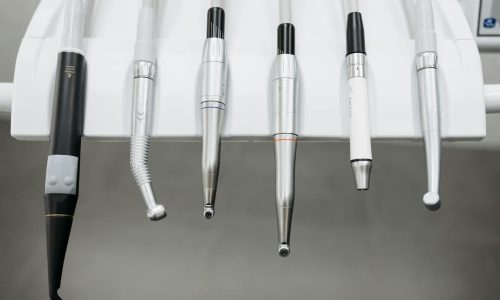 a close up of dental instruments